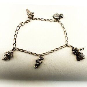 MMA Bracelet Alice in Wonderland Sterling Silver 1991 Mad Hatter Rabbit Cat NYPL